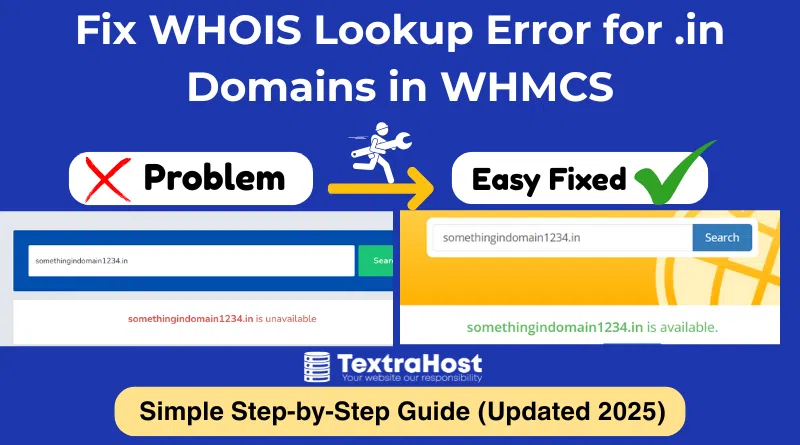 How to Fix WHOIS Lookup Error for .in Domains in WHMCS